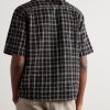 Camp-Collar Checked Cotton and Linen-Blend Gauze Shirt - BK