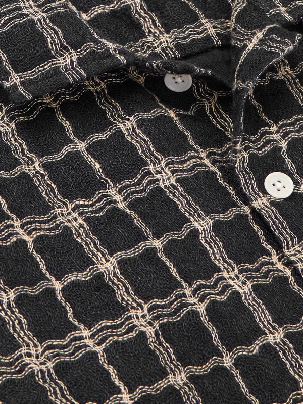 Camp-Collar Checked Cotton and Linen-Blend Gauze Shirt - CU