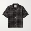 Camp-Collar Checked Cotton and Linen-Blend Gauze Shirt