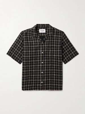 Camp-Collar Checked Cotton and Linen-Blend Gauze Shirt Camp-Collar Checked Cotton and Linen-Blend Gauze Shirt