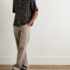 Camp-Collar Checked Cotton and Linen-Blend Gauze Shirt - OU