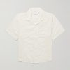 Convertible-Collar Striped Cotton-Blend Seersucker Shirt
