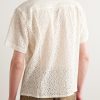 Camp-Collar Cotton and Nylon-Blend Lace Shirt - BK