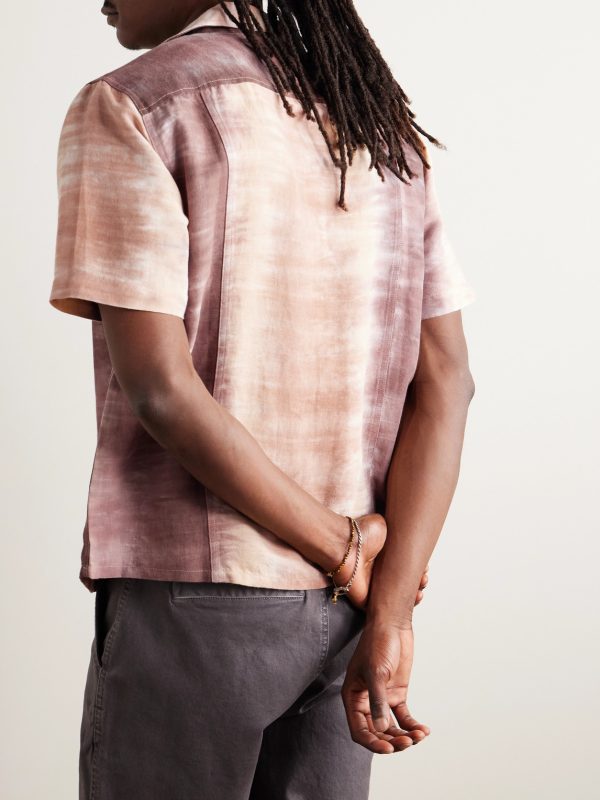 Cosmic Camp-Collar Tie-Dyed Linen and Cotton-Blend Shirt - BK Cosmic Camp-Collar Tie-Dyed Linen and Cotton-Blend Shirt - BK