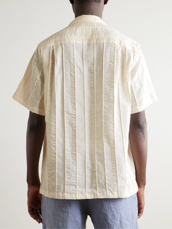 Punta Convertible-Collar Striped Embroidered Cotton-Voile Shirt - BK