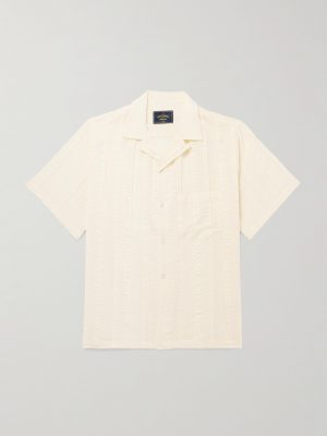 Punta Convertible-Collar Striped Embroidered Cotton-Voile Shirt Punta Convertible-Collar Striped Embroidered Cotton-Voile Shirt