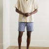 Punta Convertible-Collar Striped Embroidered Cotton-Voile Shirt - OU
