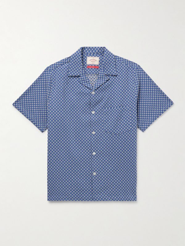 Convertible-Collar Cotton-Blend Jacquard Shirt Convertible-Collar Cotton-Blend Jacquard Shirt
