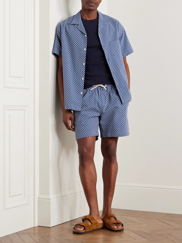 Convertible-Collar Cotton-Blend Jacquard Shirt - OU Convertible-Collar Cotton-Blend Jacquard Shirt - OU