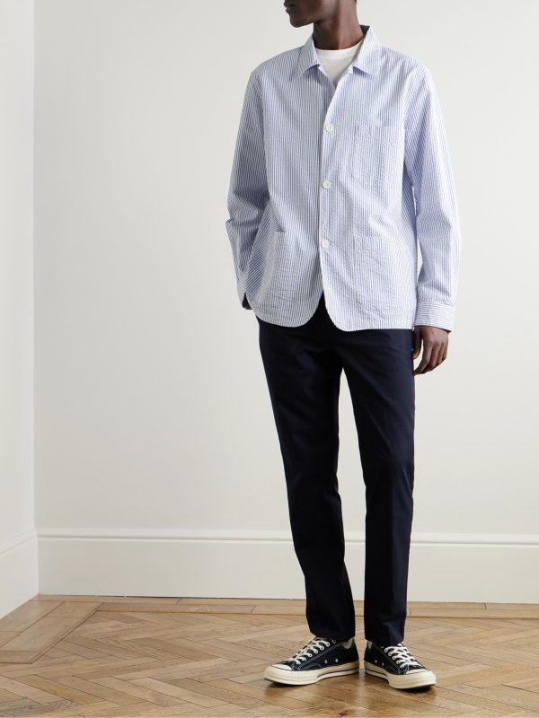 Striped Cotton-Seersucker Overshirt - OU Striped Cotton-Seersucker Overshirt - OU