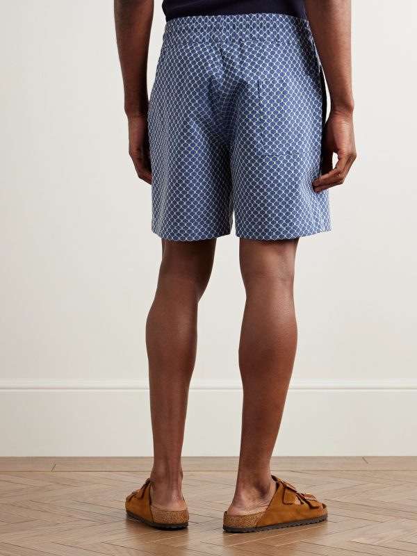 Straight-Leg Organic Cotton-Blend Jacquard Drawstring Shorts - BK