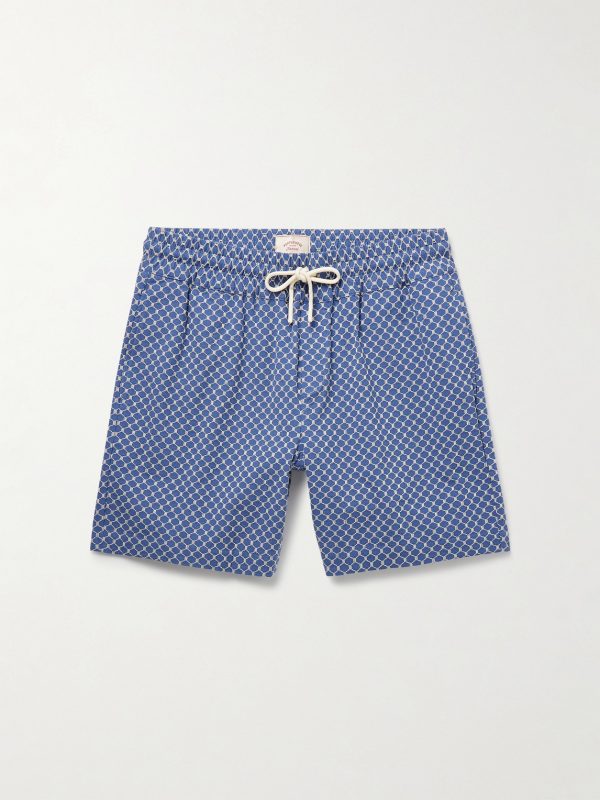 Straight-Leg Organic Cotton-Blend Jacquard Drawstring Shorts