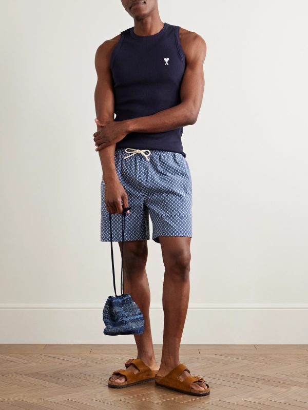 Straight-Leg Organic Cotton-Blend Jacquard Drawstring Shorts - OU