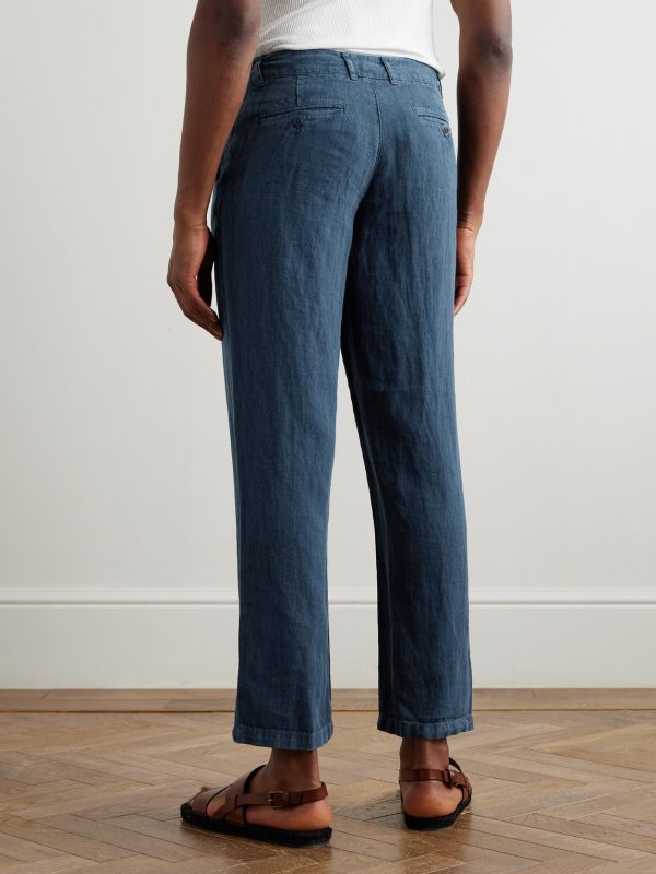Straight-Leg Linen Trousers - BK Straight-Leg Linen Trousers - BK