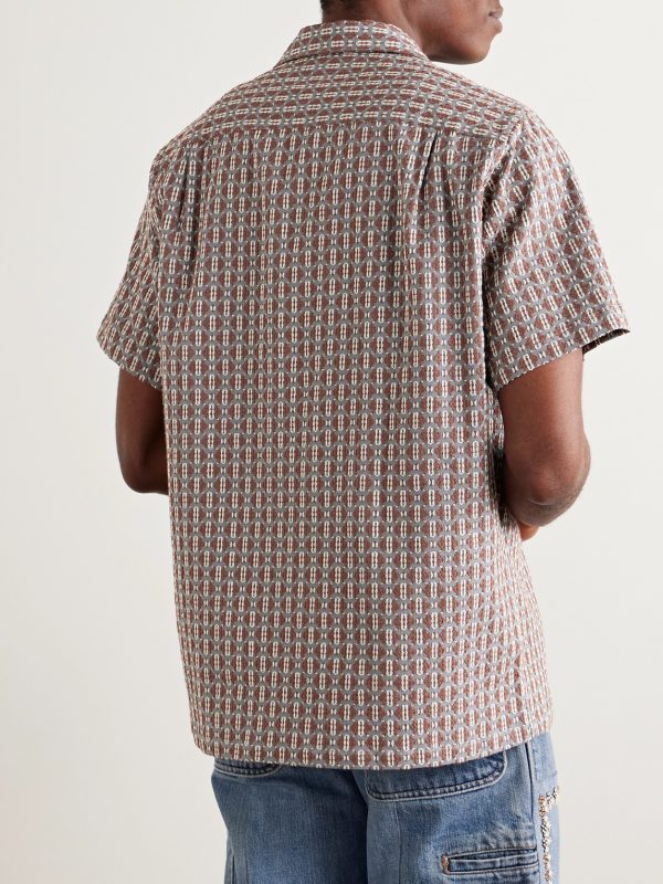 Convertible-Collar Cotton-Blend Jacquard Shirt - BK Convertible-Collar Cotton-Blend Jacquard Shirt - BK