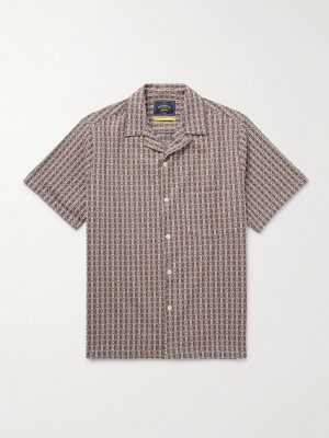 Convertible-Collar Cotton-Blend Jacquard Shirt
