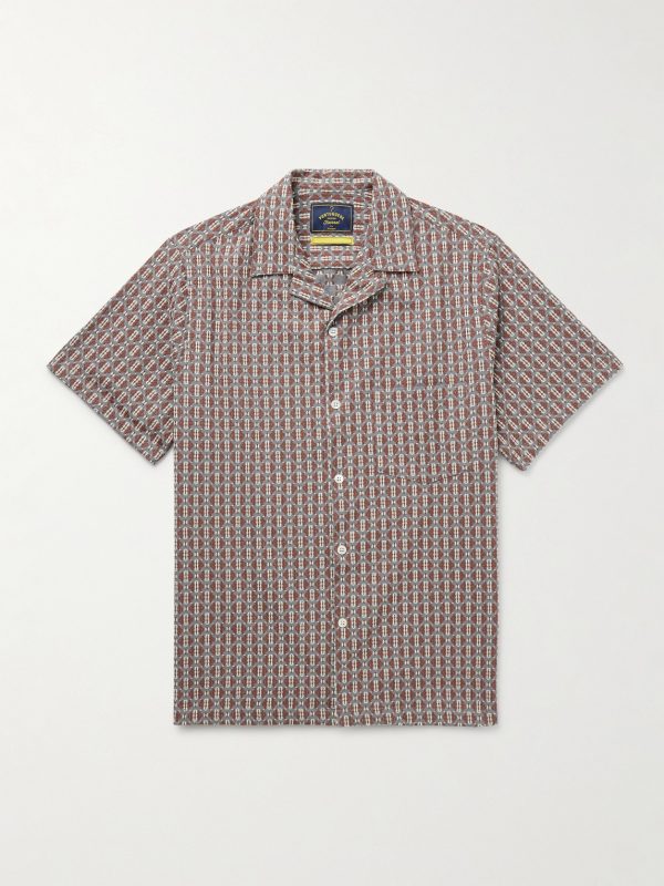 Convertible-Collar Cotton-Blend Jacquard Shirt Convertible-Collar Cotton-Blend Jacquard Shirt