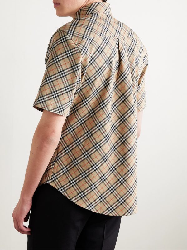 Slim-Fit Button-Down Collar Checked Cotton Oxford Shirt - BK Slim-Fit Button-Down Collar Checked Cotton Oxford Shirt - BK