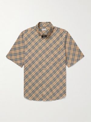 Slim-Fit Button-Down Collar Checked Cotton Oxford Shirt Slim-Fit Button-Down Collar Checked Cotton Oxford Shirt