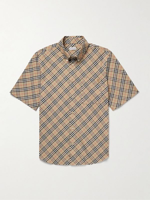 Slim-Fit Button-Down Collar Checked Cotton Oxford Shirt Slim-Fit Button-Down Collar Checked Cotton Oxford Shirt