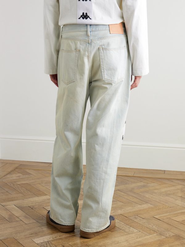 + Kappa Straight-Leg Webbing-Trimmed Jeans - BK + Kappa Straight-Leg Webbing-Trimmed Jeans - BK