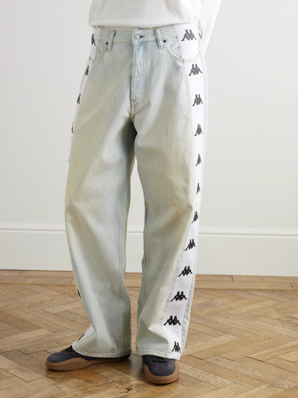 + Kappa Straight-Leg Webbing-Trimmed Jeans - FR + Kappa Straight-Leg Webbing-Trimmed Jeans - FR