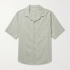 Vacation Camp-Collar Striped Linen-Blend Shirt