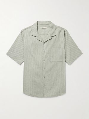 Vacation Camp-Collar Striped Linen-Blend Shirt