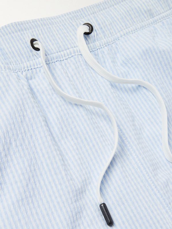 Charles Slim-Fit Short-Length Striped Seersucker Swim Shorts - CU Charles Slim-Fit Short-Length Striped Seersucker Swim Shorts - CU