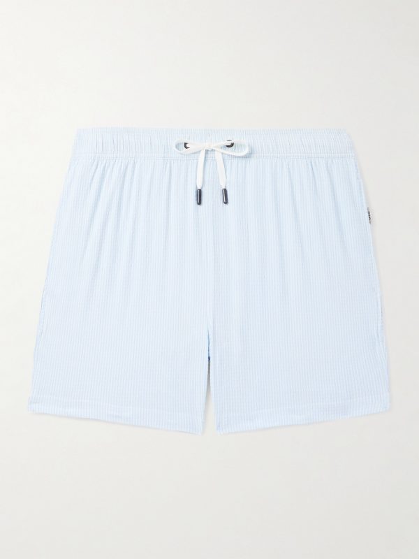 Charles Slim-Fit Short-Length Striped Seersucker Swim Shorts Charles Slim-Fit Short-Length Striped Seersucker Swim Shorts