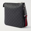 GG Leather-Trimmed Monogrammed Supreme Coated-Canvas Messenger Bag - BK