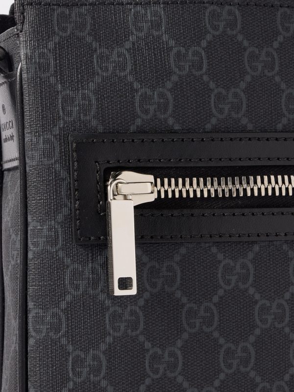 GG Leather-Trimmed Monogrammed Supreme Coated-Canvas Messenger Bag - CU