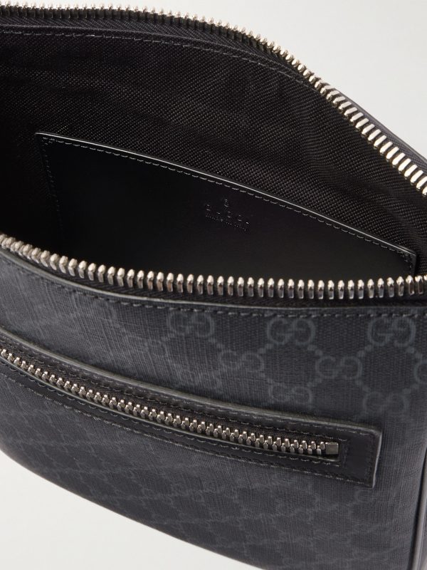 GG Leather-Trimmed Monogrammed Supreme Coated-Canvas Messenger Bag - E1