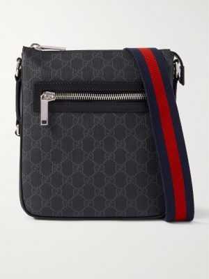 GG Leather-Trimmed Monogrammed Supreme Coated-Canvas Messenger Bag GG Leather-Trimmed Monogrammed Supreme Coated-Canvas Messenger Bag