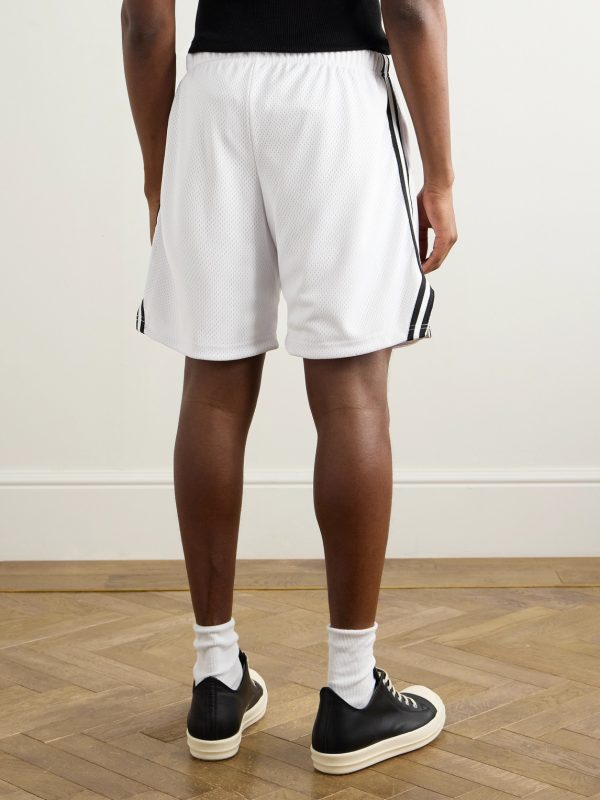 Venice Court Wide-Leg Logo-Print Webbing-Trimmed Mesh Shorts - BK