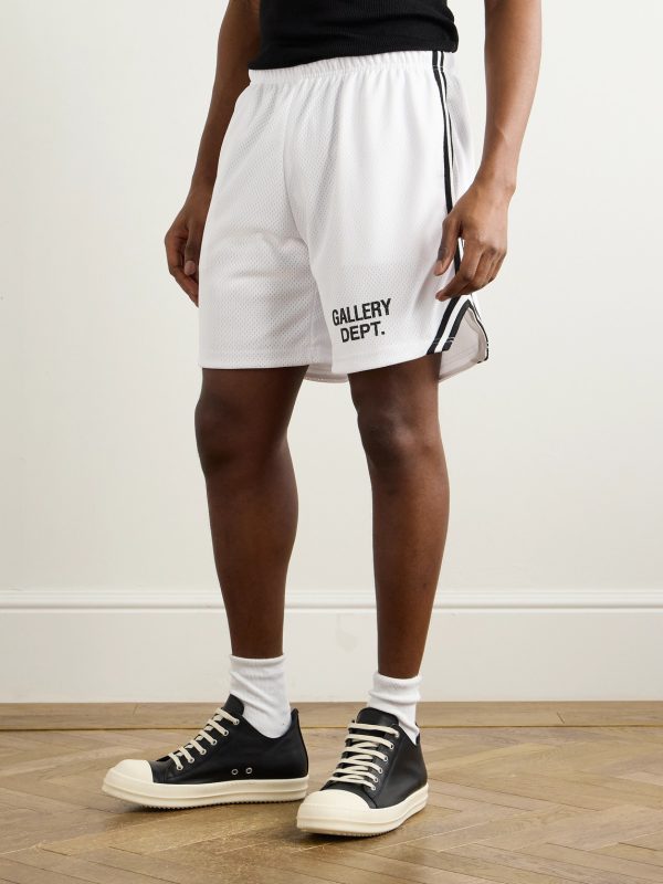 Venice Court Wide-Leg Logo-Print Webbing-Trimmed Mesh Shorts - FR