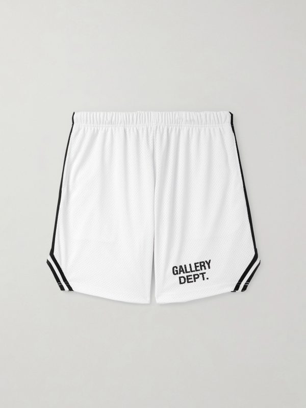 Venice Court Wide-Leg Logo-Print Webbing-Trimmed Mesh Shorts