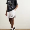 Venice Court Wide-Leg Logo-Print Webbing-Trimmed Mesh Shorts - OU