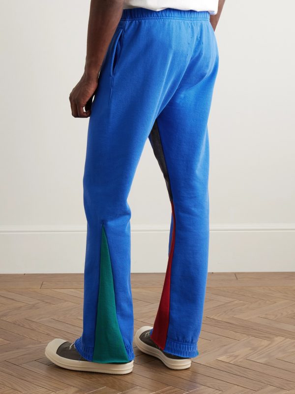 Flared Denim-Panelled Logo-Print Cotton-Jersey Sweatpants - BK Flared Denim-Panelled Logo-Print Cotton-Jersey Sweatpants - BK