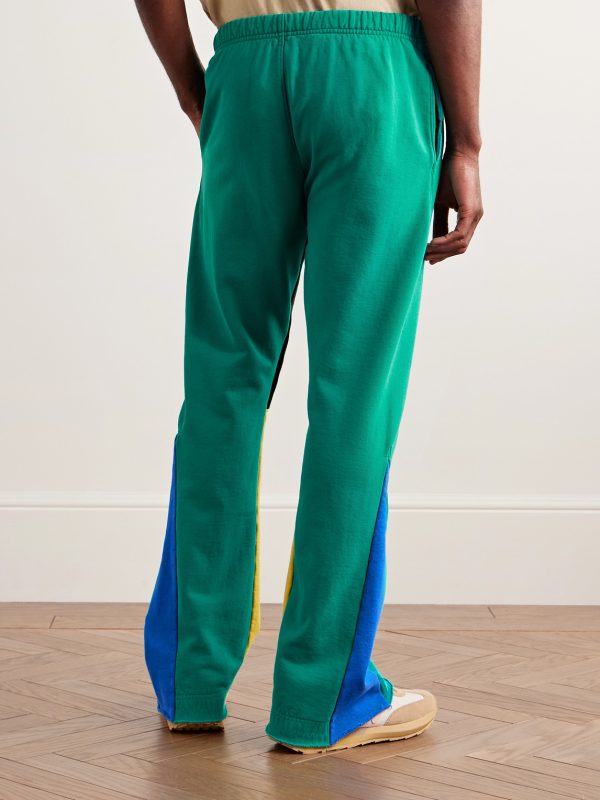 Flared Denim-Panelled Logo-Print Cotton-Jersey Sweatpants - BK Flared Denim-Panelled Logo-Print Cotton-Jersey Sweatpants - BK
