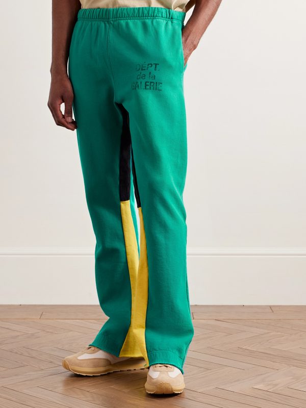 Flared Denim-Panelled Logo-Print Cotton-Jersey Sweatpants - FR Flared Denim-Panelled Logo-Print Cotton-Jersey Sweatpants - FR
