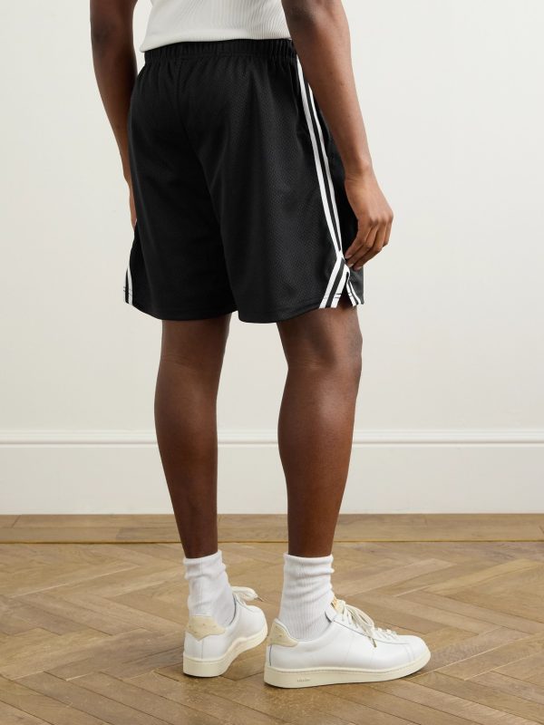 Venice Court Wide-Leg Logo-Print Webbing-Trimmed Mesh Shorts - BK
