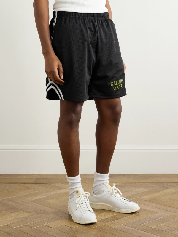 Venice Court Wide-Leg Logo-Print Webbing-Trimmed Mesh Shorts - FR