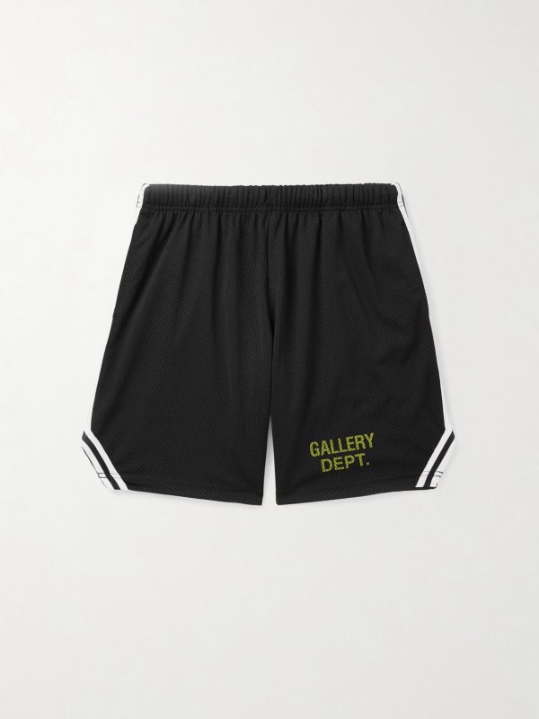 Venice Court Wide-Leg Logo-Print Webbing-Trimmed Mesh Shorts
