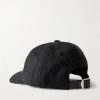 Leather-Trimmed Brushed Cotton-Twill Baseball Cap - BK