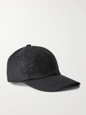 Leather-Trimmed Brushed Cotton-Twill Baseball Cap Leather-Trimmed Brushed Cotton-Twill Baseball Cap