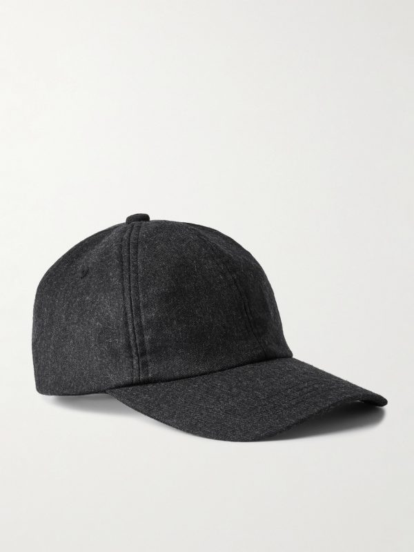 Leather-Trimmed Brushed Cotton-Twill Baseball Cap