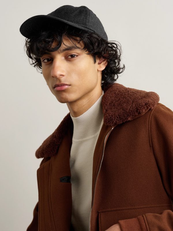 Leather-Trimmed Brushed Cotton-Twill Baseball Cap - OU