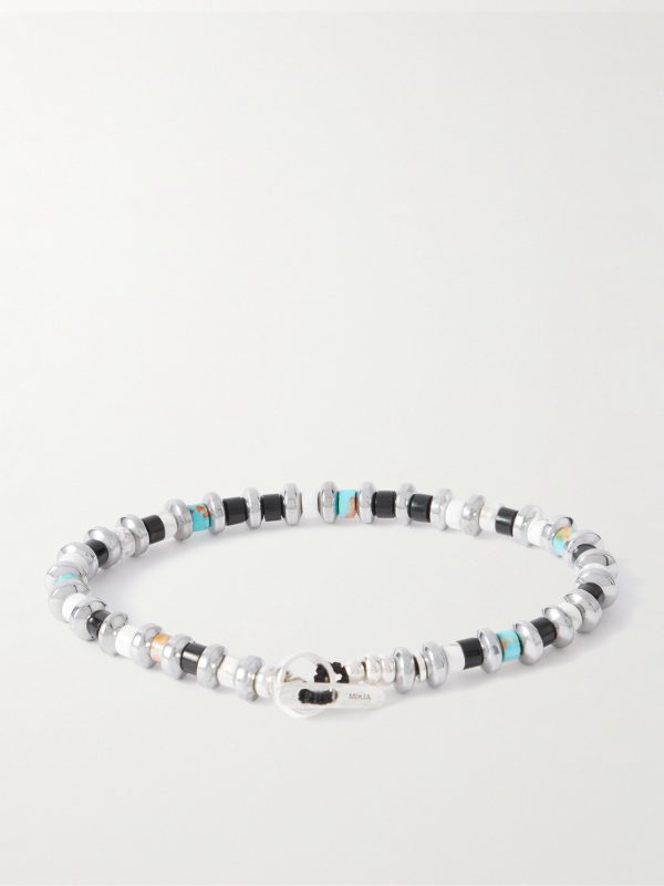 Sterling Silver Multi-Stone Beaded Bracelet - BK Sterling Silver Multi-Stone Beaded Bracelet - BK