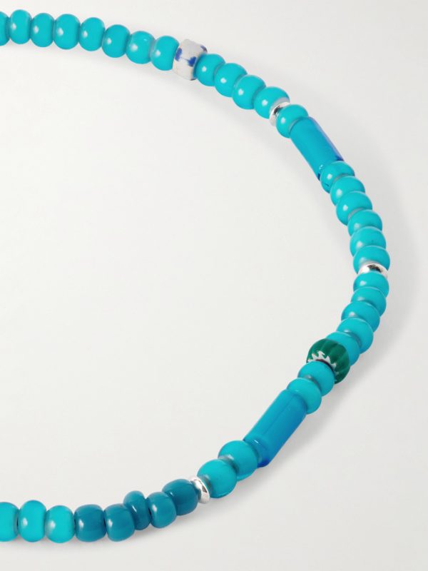 Sterling Silver, Glass and Shell Beaded Bracelet - CU Sterling Silver, Glass and Shell Beaded Bracelet - CU